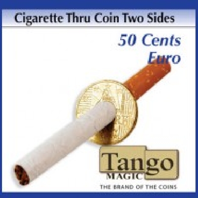 Sigaretta attraverso moneta da 050 cent euro Doppia faccia TANGO